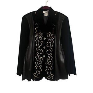 Cervelle Jacket M Black Vintage Artsy Metallic Mature Neutral Office Military